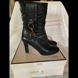 Coach black leather boots